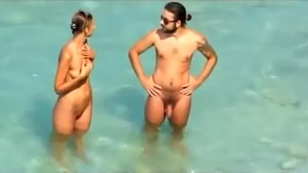 Horny bootyful bitch doesn't mind sucking cock on the beach