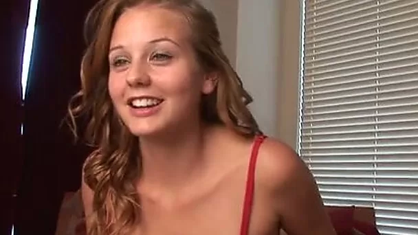 Giggling blond haired MILF in red nightie masturbates on the toilet bowl