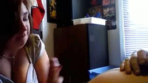 Redhead BBW hottie gives me mad blowjob on camera