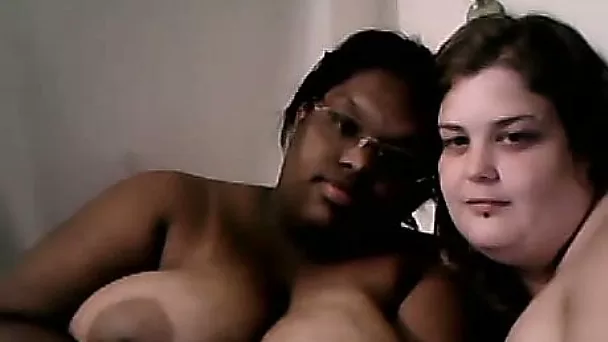 Two vast BBW oral stroke each other's oversized slack tits
