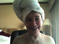 Enormous juggs of an old lady on webcam straight out of shower