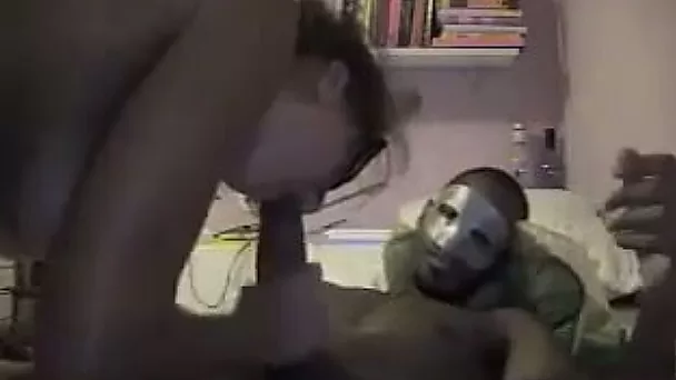 This masked ebony slut is riding that big cock with that sexy ass of hers