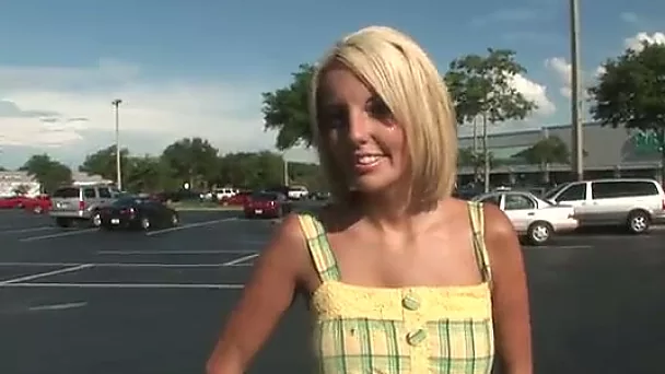 Perfect and stunning short haired auburn babe exposes tits in the park