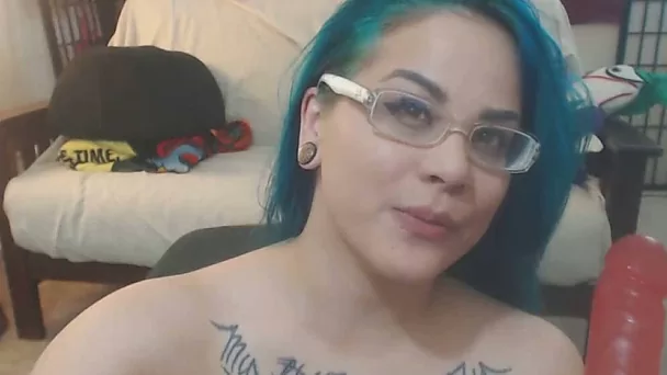 Horny and Hungry Blue Hair Slut