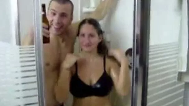 Just me and my chunky college girlfriend in the shower room