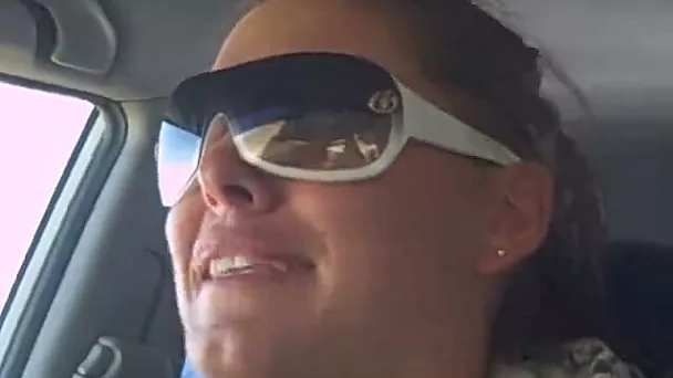 See my zesty girlfriend in sunglasses greedily sucking my fat cock