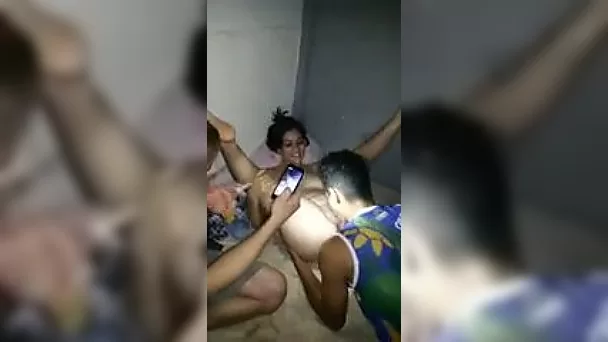 Happy dark haired GF of my amateur buddy loves some cunnilingus