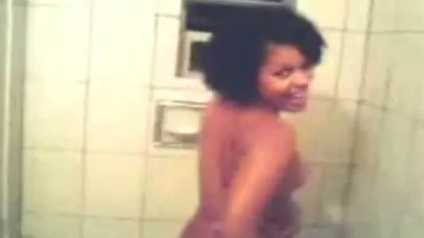 Horn made black mom teases my penis with her hands in shower