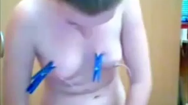 Love watching a naughty girl punish her own tits and pussy