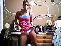 White neighborhood teen in pink tops dances for me on webcam