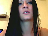 Blue eyed brunette temptress masturbated for me on webcam