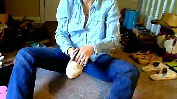 Kinky wife shows off her collection of stinky shoes and her soles