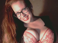 Redhead Nerd Fleshing Huge Natural Tits And Fingering Cunt