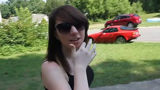 Cute and hot brunette teen sucks her hubby's dick on POV
