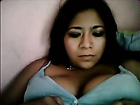 Sexy Latina temptress showed me her big pillowy tits on webcam