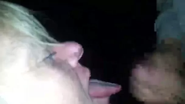 Blonde white trash whore Jenny gives me head and gets spunked
