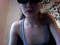 Skinny Russian brunette teen on webcam stripteasing
