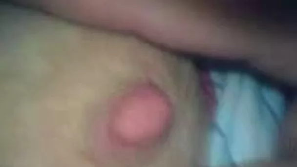 Closeup video of me pulling my busty wife's big nipples