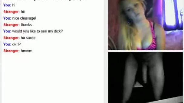 After seeing my big cock she is more than willing to play with her pussy for me