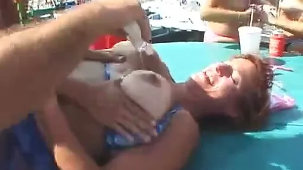 I love to lick my horny girlfriend's big delicious tits
