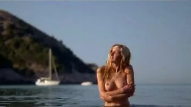 Adorable blonde GF of mine flaunts her naked boy on the beach