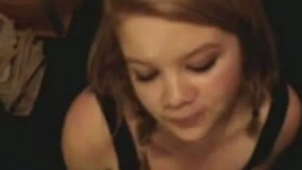 Barely legal hooker jacks off my big cock and gets facial