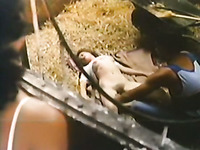 Black guy bangs white chick in the barn and gets spied on