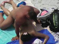 This mature sex crazed slut is getting mercilessly fucked on the beach