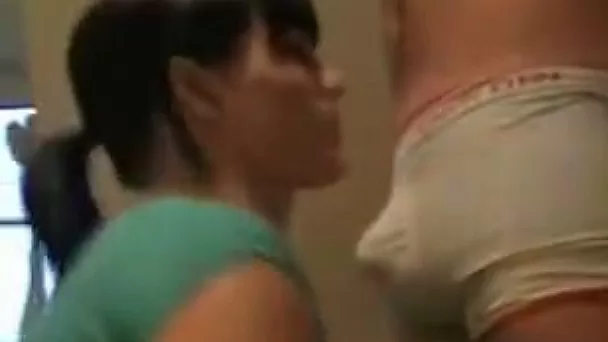 Beautiful and hot brunette teen gives awesome fellatio