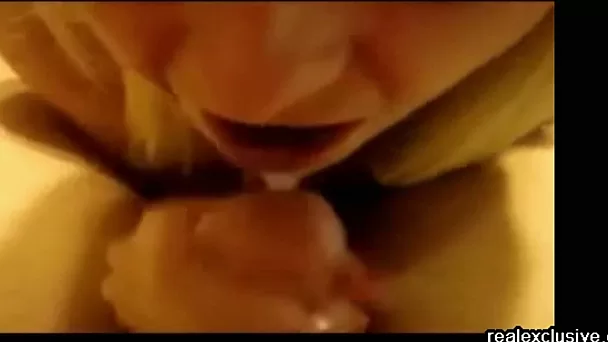 blobs of sperm on her face