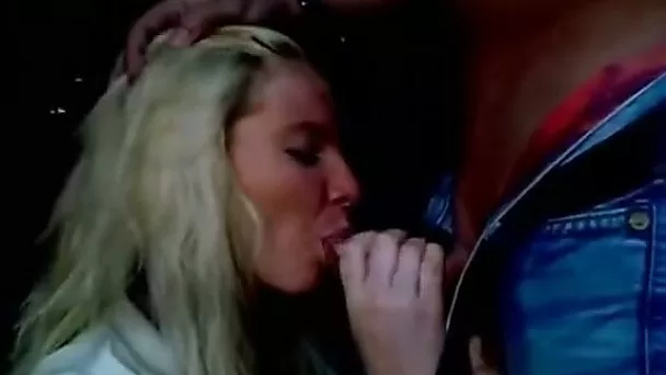 Beautiful blondie on a romantic date still gives head