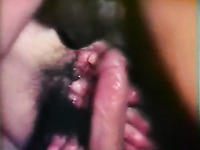 Her hairy and tight wet pussy got penetrated by a large cock