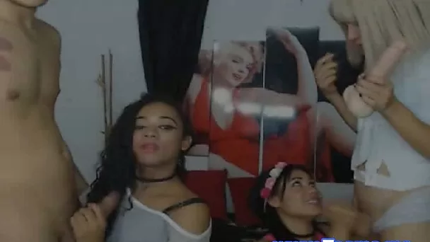 Trannys on Foursome Oral Sex and Blowjob