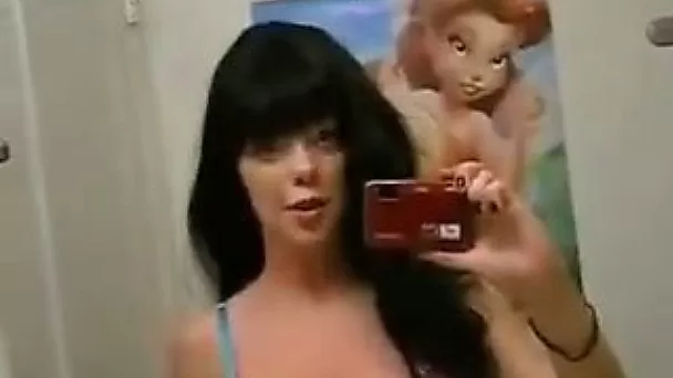 Naughty and nude brunette teen self shot