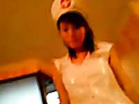 My busty Hong Kong babe in nurse uniform rides me on top