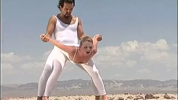 Some kinky outdoor yoga session with steamy doggy style fuck