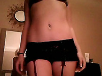 Cute webcam teen digs fingers in her black panties