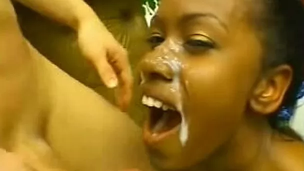 Tight South African ebony teen sucks my huge white cock