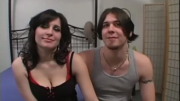 Busty girlfriend films her first porno with her boyfriend