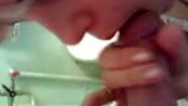 Friend's beautiful blonde Romanian sister gives me head in bathroom
