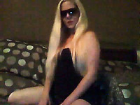 Funky blonde Swedish webcam hoe shakes her booty in thongs