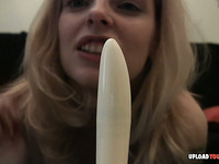 Seductive amateur blonde uses a dildo on herself