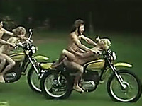 Horny bikers drill their blond head girlies right on motorcycles