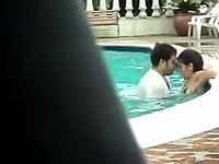 Spying on an Indian couple fucking in a public pool