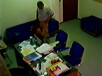 Spy camera catches skanky girl pleasing old boss in the office