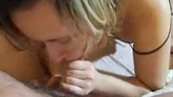 My horny light haired wife passionately sucks my stiff dick