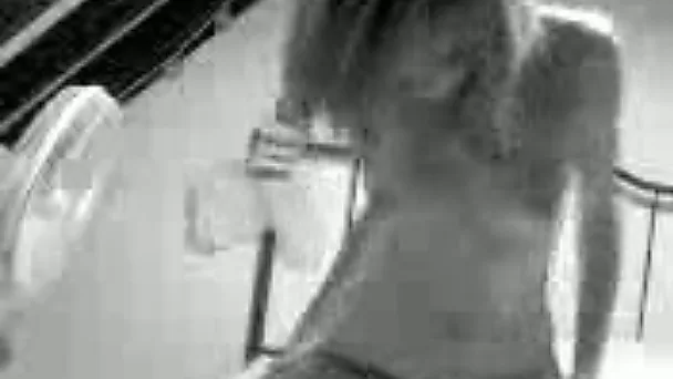 Skinny and sexy American girflriend on the black and white homemade porn vid