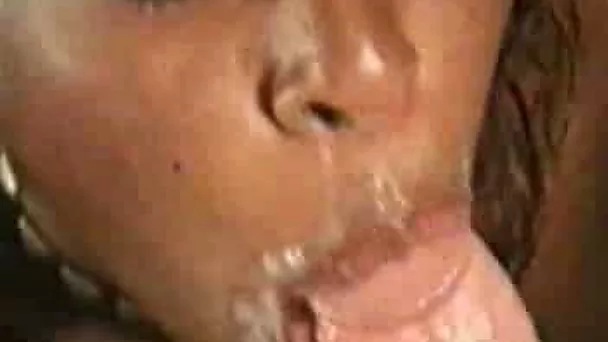 Slutty ghetto babe is addicted to white cock and cum