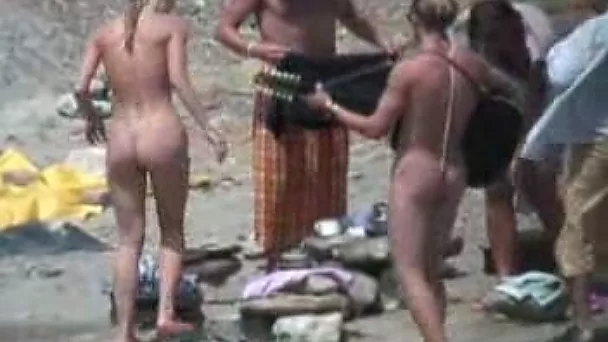 I spied after a groups of nude campers on the beach