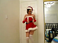 Cute tight girlfriend in xmas outfit gives me nice strip dance